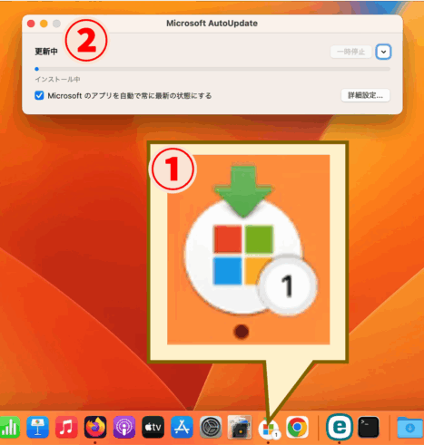 更新ウィンドウ（自動更新が始まる）